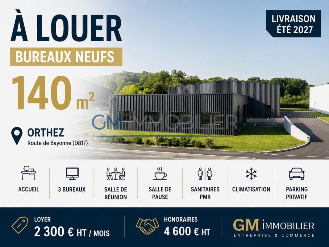 Local commercial neuf 140 m2 - Axe principal ORTHEZ - Visibi