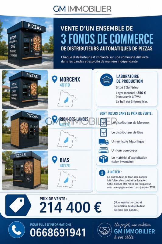 Vente de fonds de commerce Distributeurs automatiques de p